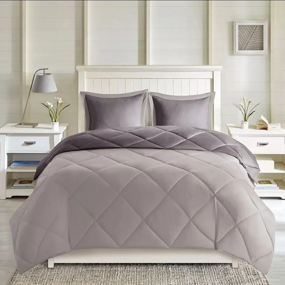 Madison Park Twin/XL Reversible Down Alternative Comforter Set Gray Scotchgard